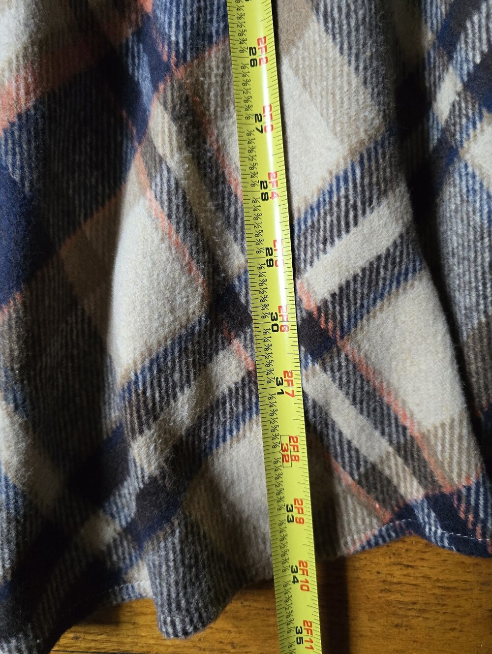 Plaid Flannel Maxi Skirt Wool Blend Small A Line Classic Navy Tan Fall Color 4 6 - Picture 3 of 6